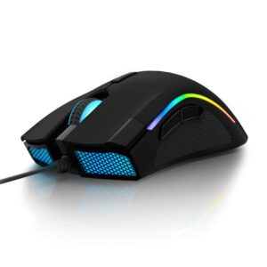 delux wired rgb gaming mouse - 24000 dpi, 7 programmable buttons, on-board pro game software - ergonomic mouse for pc, laptop (m625bu(3360)-black)