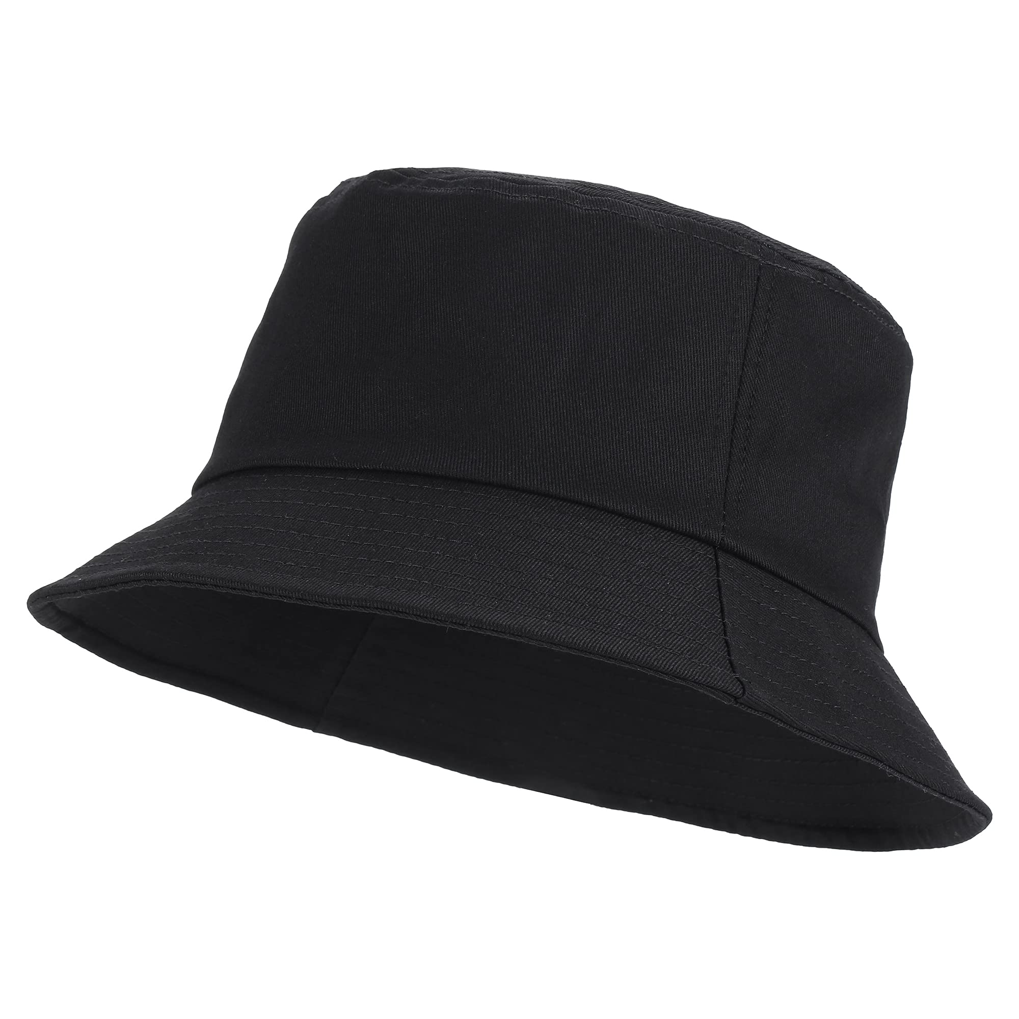 Umeepar Unisex Cotton Packable Bucket Hat Sun Hat Plain Colors for Men Women (1 Plain Black)