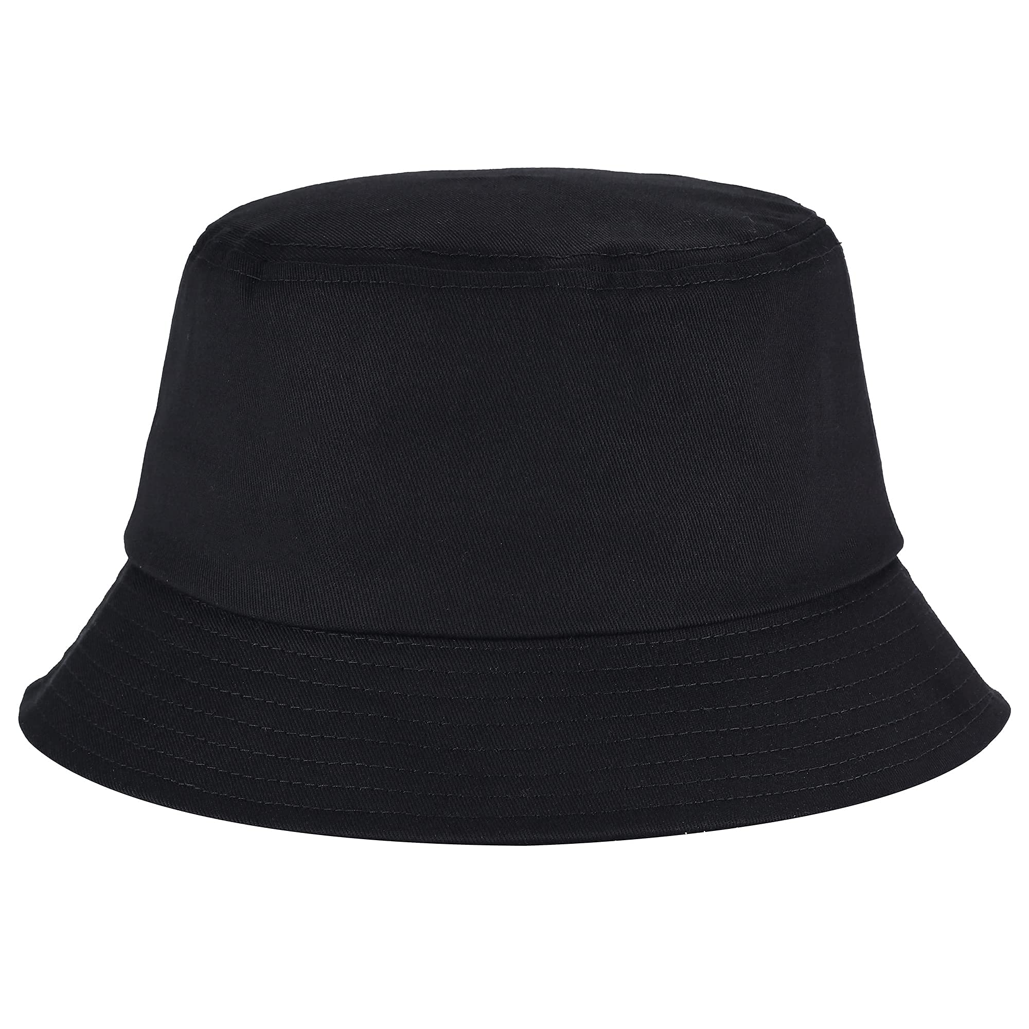 Umeepar Unisex Cotton Packable Bucket Hat Sun Hat Plain Colors for Men Women (1 Plain Black)