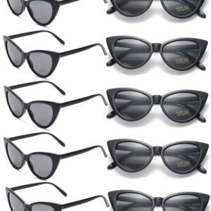 Eyegla Cat Eye Sunglasses Bulk Women Cateye Sunglasses Party Favor 50s Sunglasses Pack Black Shady Rays Sunnies Set-10 Pack