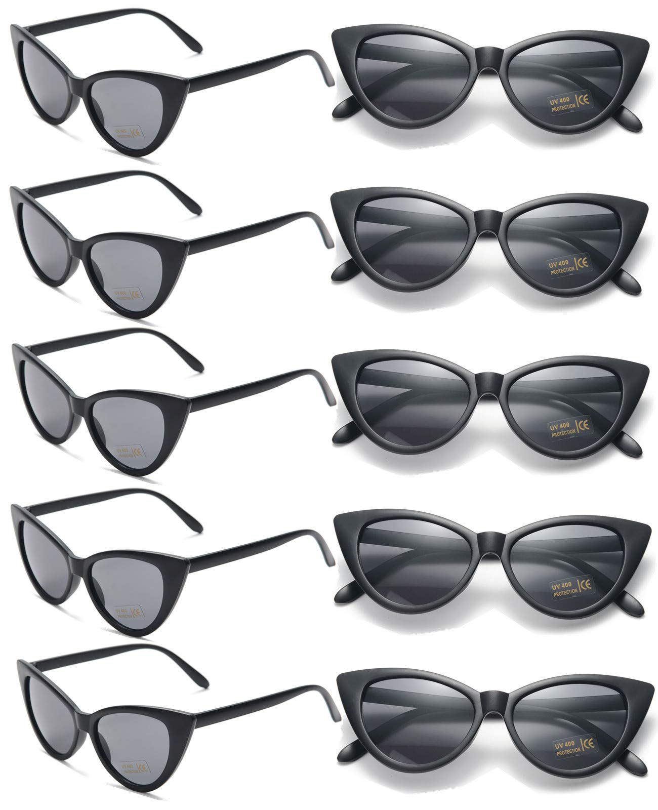 Eyegla Cat Eye Sunglasses Bulk Women Cateye Sunglasses Party Favor 50s Sunglasses Pack Black Shady Rays Sunnies Set-10 Pack