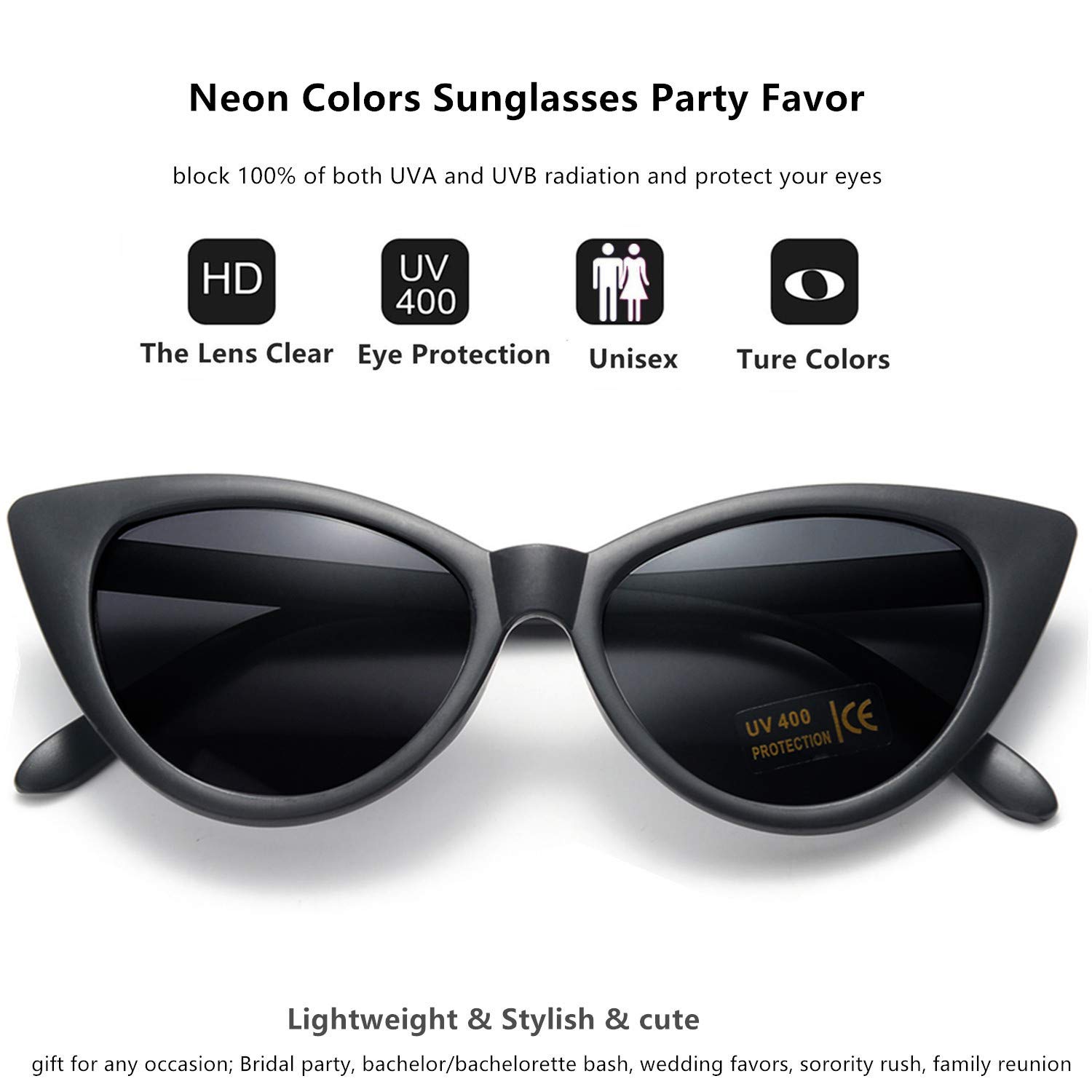 Eyegla Cat Eye Sunglasses Bulk Women Cateye Sunglasses Party Favor 50s Sunglasses Pack Black Shady Rays Sunnies Set-10 Pack