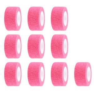 ESUPPORT 1 Inches X 5 Yards Pink Self Adherent Cohesive Wrap Bandages Adhesive Wounds Strong Elastic First Aid Tape for Sport Wrist Ankle 10 Count