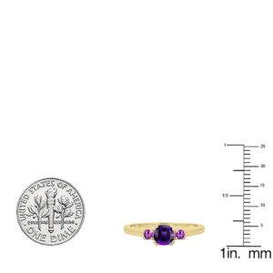 Dazzlingrock Collection 18K Yellow Gold 5 MM Cushion & Round Amethyst Ladies Bridal 3 Stone Engagement Ring (Size 9)