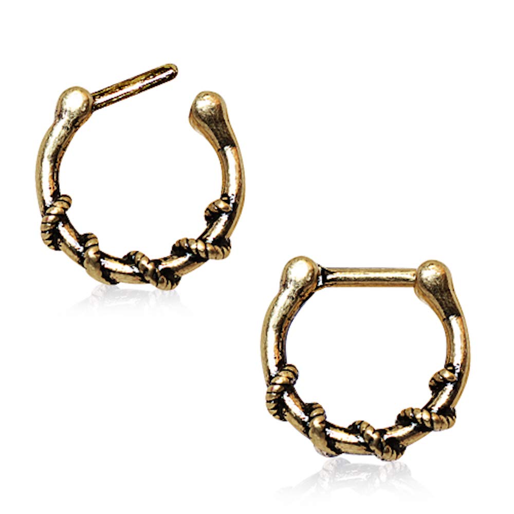 Covet Jewelry Rope Wrapped Antique Gold Plated Septum Clicker