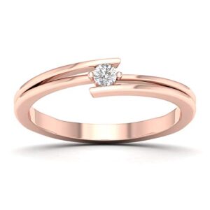 Diamond2Deal 10K Rose Gold Diamond Promiss Ring Size 8 (0.08ct, Clarity SI2, Color H-I)