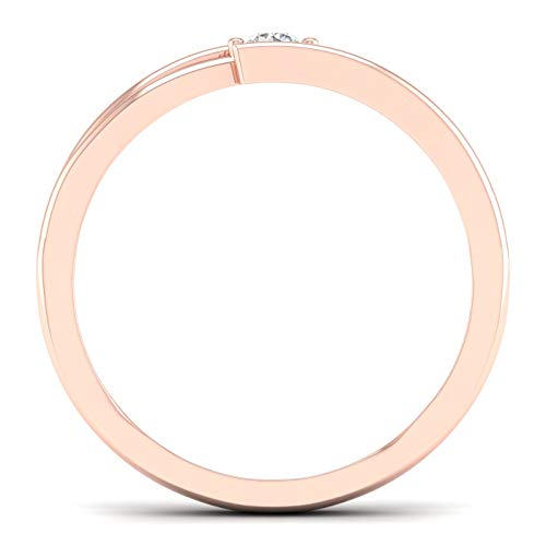 Diamond2Deal 10K Rose Gold Diamond Promiss Ring Size 8 (0.08ct, Clarity SI2, Color H-I)