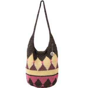 The Sak Back to Bali 120 Hobo in Crochet, Large Shoulder Purse with Single Strap, Yellow Multi Ashbury