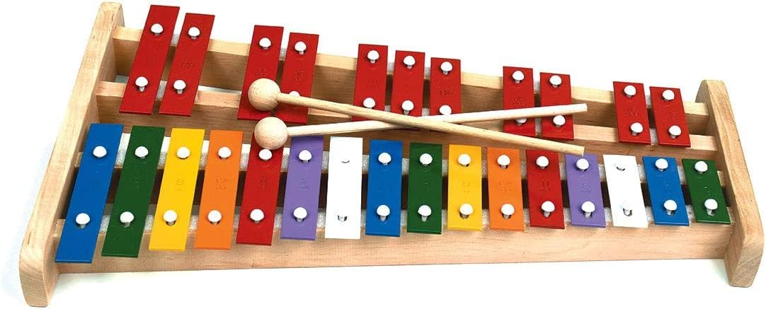 Professional Wooden Soprano Full Size Colorful Glockenspiel Xylophone with 27 Metal Keys for Adults & Kids