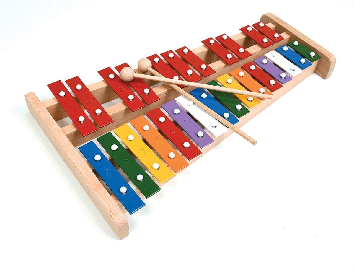 Professional Wooden Soprano Full Size Colorful Glockenspiel Xylophone with 27 Metal Keys for Adults & Kids