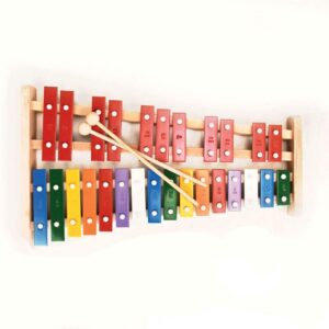 Professional Wooden Soprano Full Size Colorful Glockenspiel Xylophone with 27 Metal Keys for Adults & Kids