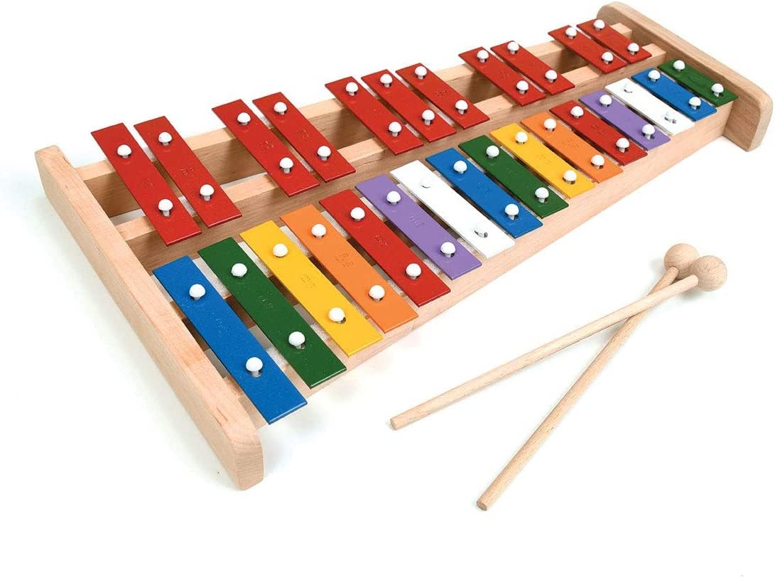 Professional Wooden Soprano Full Size Colorful Glockenspiel Xylophone with 27 Metal Keys for Adults & Kids