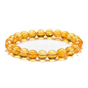 PSEEHEE Natural Chakra Healing Crystal Bracelet, Semi-Precious Gemstone Beads Stretch Women Men Jewelry (Yellow Citrine) (8mm) (8mm Yellow Citrine)