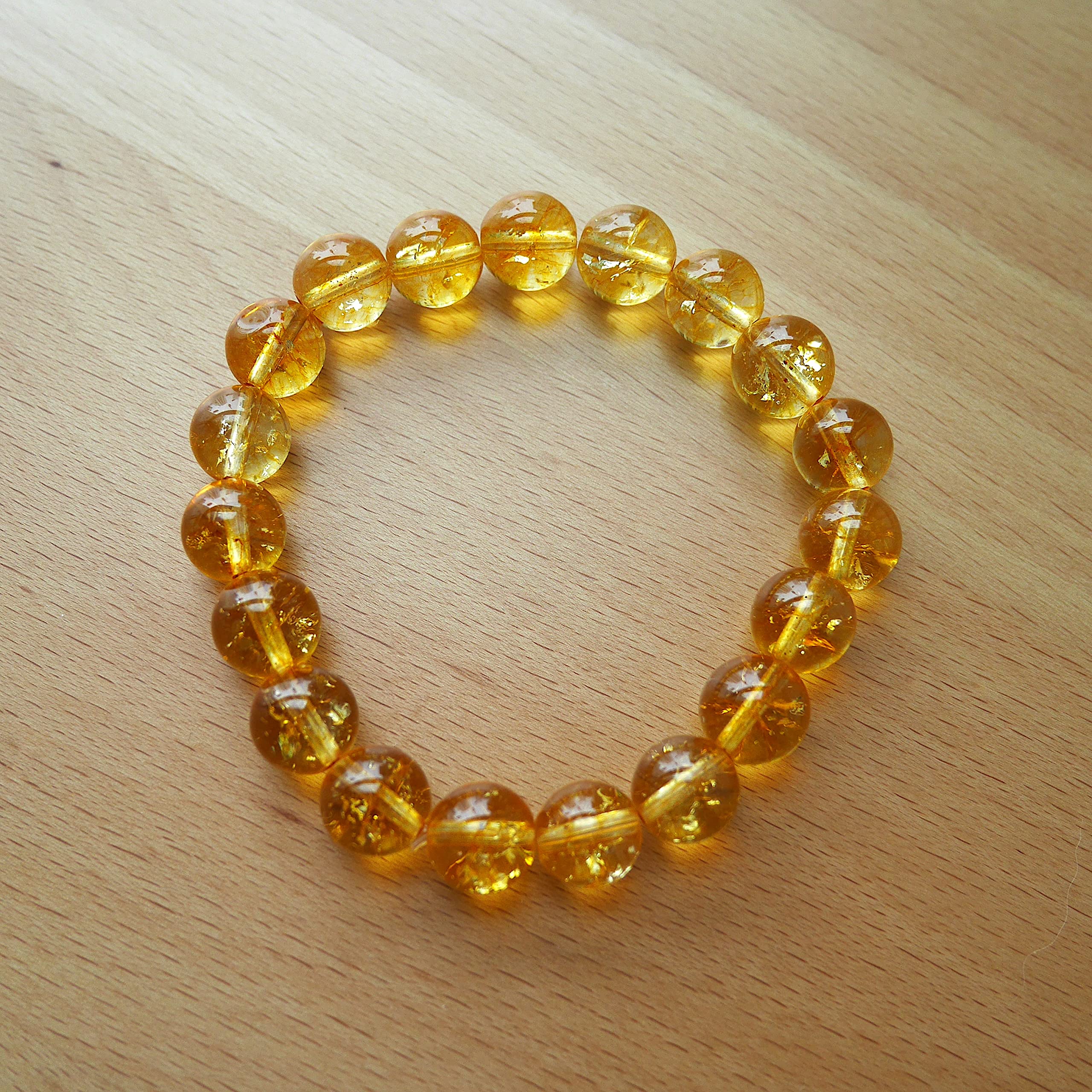 PSEEHEE Natural Chakra Healing Crystal Bracelet, Semi-Precious Gemstone Beads Stretch Women Men Jewelry (Yellow Citrine) (8mm) (8mm Yellow Citrine)