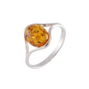 holidaygiftshops sterling silver and baltic honey amber adult ring khloe- size 7.5