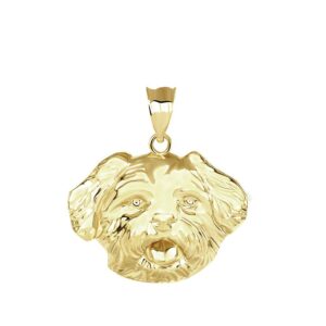 exquisite 14k yellow gold cute maltese dog puppy head charm pendant