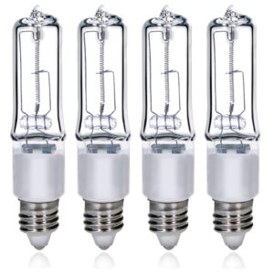 gmy jde11 120v 100w t4 mini candelabra base 1600lm 2800k clear dimmable jd e11 halogen light bulbs 4pack