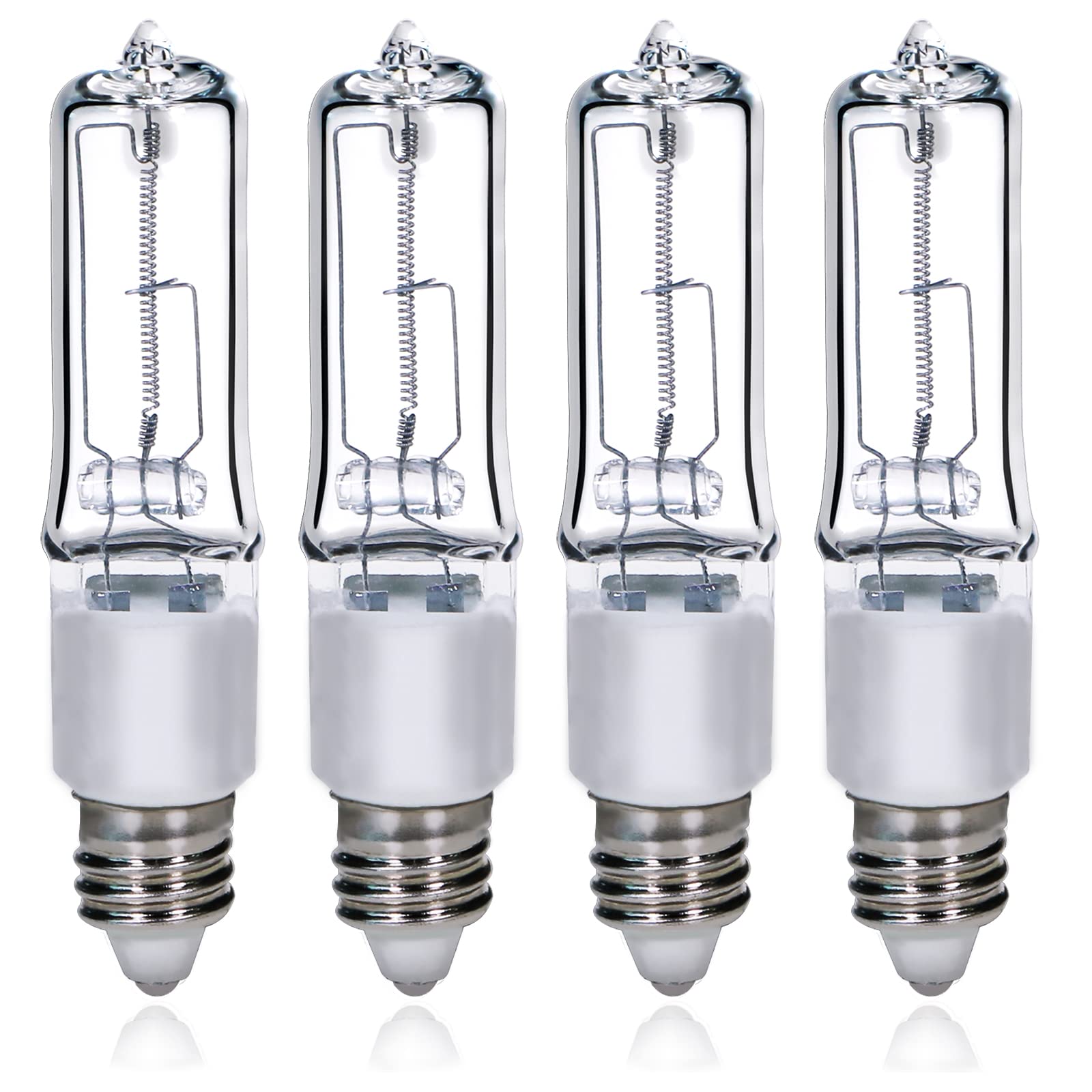 GMY JDE11 120V 100W T4 Mini Candelabra Base 1600lm 2800K Clear Dimmable JD E11 Halogen Light Bulbs 4Pack