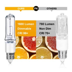 GMY JDE11 120V 100W T4 Mini Candelabra Base 1600lm 2800K Clear Dimmable JD E11 Halogen Light Bulbs 4Pack