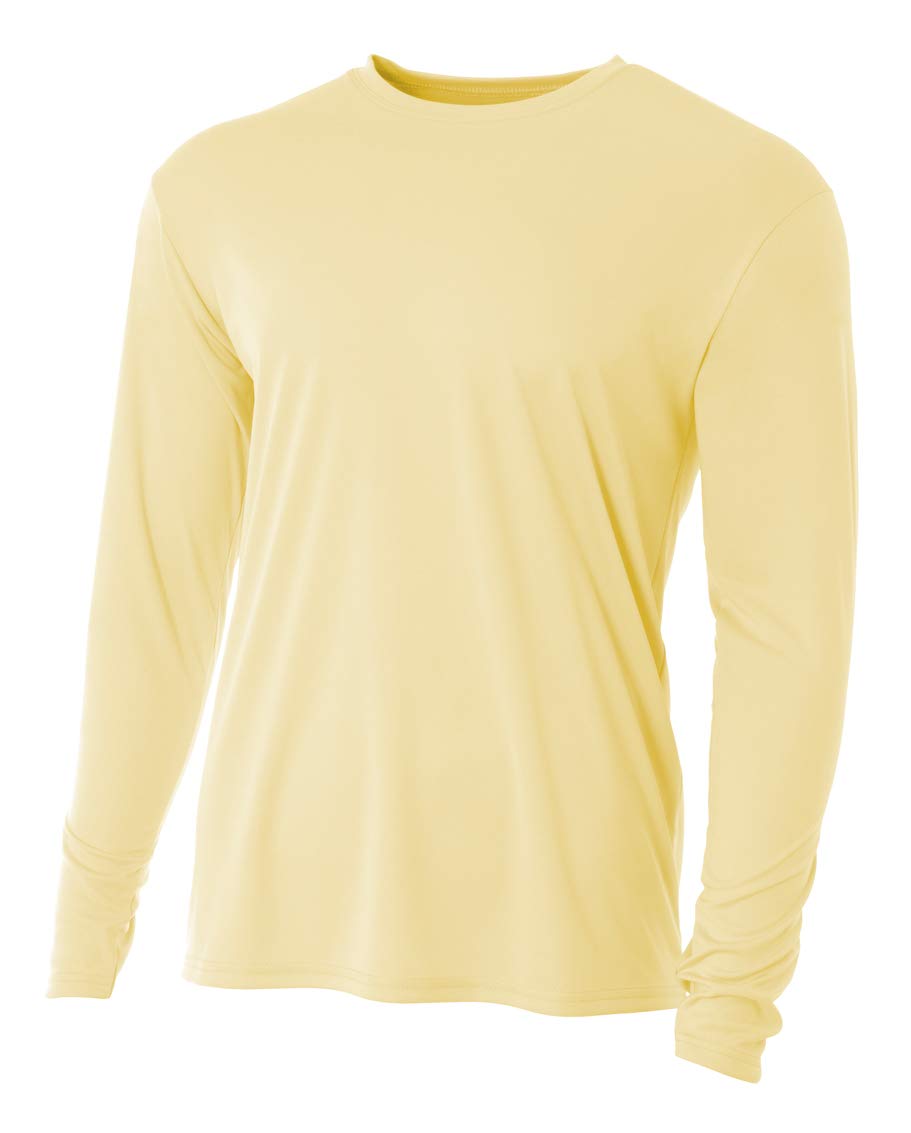 A4 Cooling Performance Long Sleeve T-Shirt (N3165) Light Yellow, L