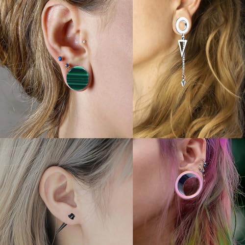 TIANCI FBYJS 8 Pairs Stainless Steel Ear Tunnels Earrings Plugs Dangle Gauges for Women Double Flare Piercing Stretcher Gauges Plugs kit 6mm 2g