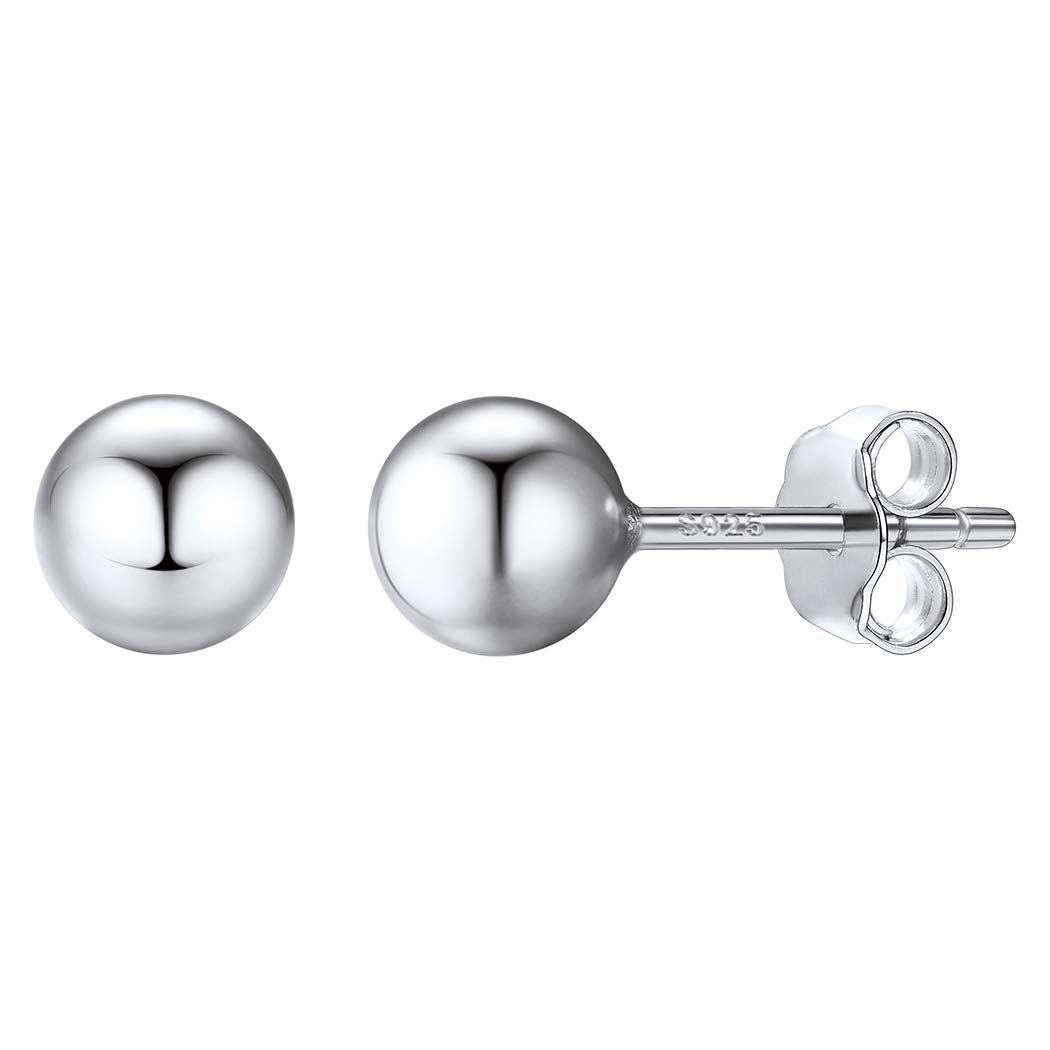 925 Sterling Silver Ball Stud Earrings Second Hole Earrings 7mm Sphere Second Ear Piercings Men Women Jewelry