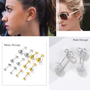 925 Sterling Silver Ball Stud Earrings Second Hole Earrings 7mm Sphere Second Ear Piercings Men Women Jewelry