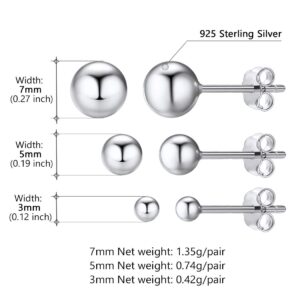 925 Sterling Silver Ball Stud Earrings Second Hole Earrings 7mm Sphere Second Ear Piercings Men Women Jewelry