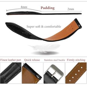 vinacreations 18mm Black Alligator Belly Leather Watch Band Crocodile Strap Men Quick Release Premium Replacement Wristwatch Band Buckle Handmade by Vietnamese DH-01-18MM