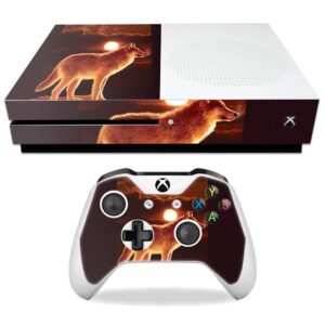 MightySkins Skin Compatible with Microsoft Xbox One S - Sunset Wolf | Protective, Durable, and Unique Vinyl Decal wrap Cover | Easy to Apply, Remove, and Change Styles | Made in The USA