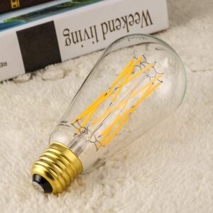 Leools Vintage LED Edison Bulb Dimmable 15W,Equivalent 120W, Antique Style ST64 LED Filament Bulbs,1300 Lumen,2700K Soft Warm White, E26 Base,4 Pack.