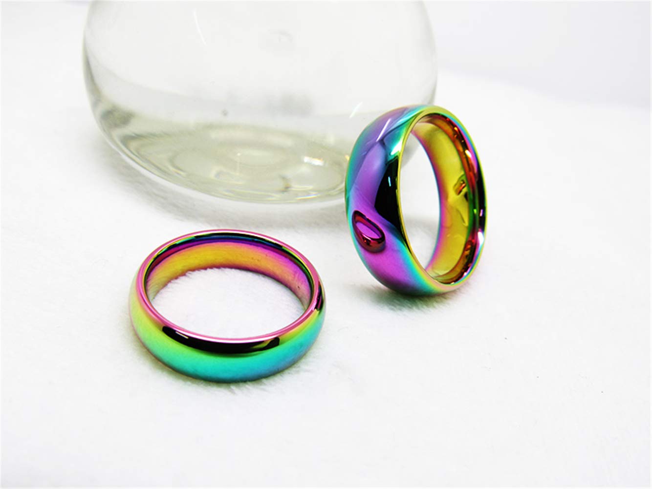 Fashion Month 5mm Tungsten Carbide Ring Rainbow Gay Lesbian Wedding Engagement Colorful LGBT Pride Band Size 7.5