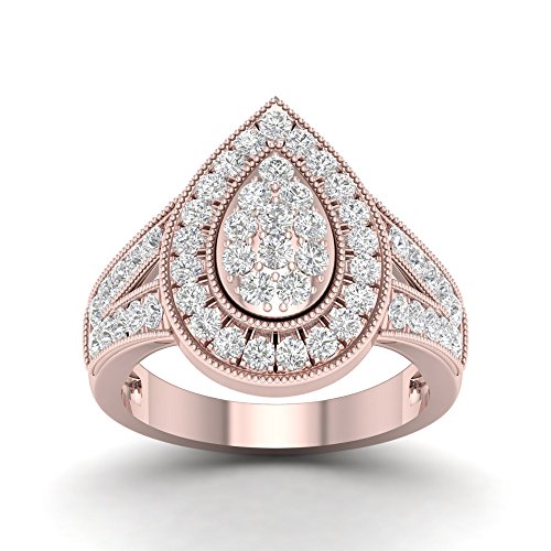 Diamond2Deal 14K Rose Gold Diamond Engagement Wedding Ring Size 8.5 (1ct, Clarity SI2, Color H-I)