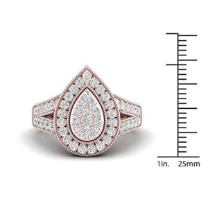 Diamond2Deal 14K Rose Gold Diamond Engagement Wedding Ring Size 8.5 (1ct, Clarity SI2, Color H-I)