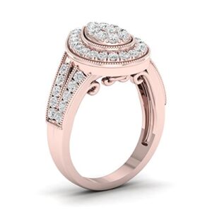 Diamond2Deal 14K Rose Gold Diamond Engagement Wedding Ring Size 8.5 (1ct, Clarity SI2, Color H-I)