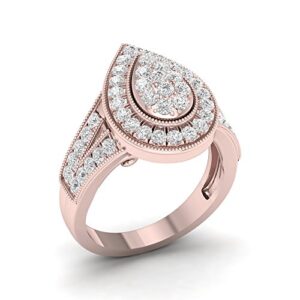 Diamond2Deal 14K Rose Gold Diamond Engagement Wedding Ring Size 8.5 (1ct, Clarity SI2, Color H-I)