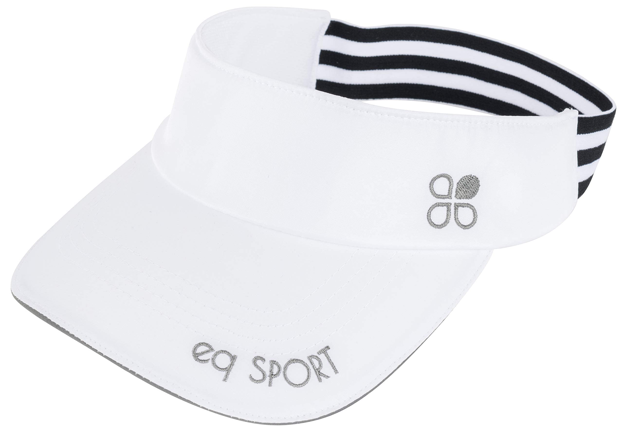 EQ SPORT Sun Visors for Women and Men - Stretchy Elastic Band Golf and Tennis Visors for Women - White Sport Visor Hats