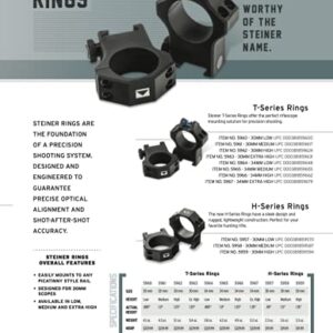 Steiner unisex adult 5958 H-Series Ring, 30mm, 1" H Series Lightweight Ring 30mm Med 1 , Multi, Medium 1.0 US