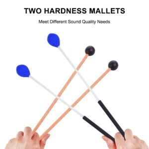 YZNlife Marimba Mallets Glockenspiel Sticks 1 Pair Medium Hard Yarn Head Marimba Mallets and 1 Pair Rubber Mallets Sticks for Percussion Bell Glockenspiel Marimba