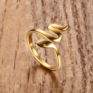 Ximi Jewelry Stainless Steel Fashion Snake Rings for Womens,Gold Plated,Size6-8 (8)