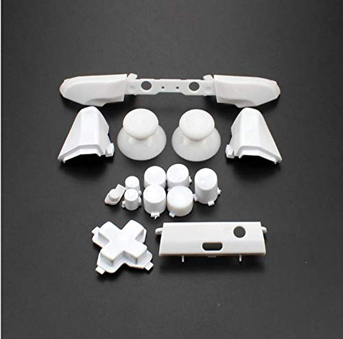 RB LB Bumper RT LT Trigger Buttons Mod Kit for Xbox One S Slim Controller Analog Stick Dpad Solid &Chorme (Solid White)