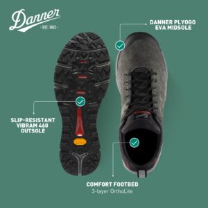 Danner Trail 2650 3” Waterproof Hiking Shoes for Men - Durable Leather & Textile Upper with Breathable Gore-Tex Lining and Vibram Traction Outsole, Dark Gray/Brick Red - 8 D