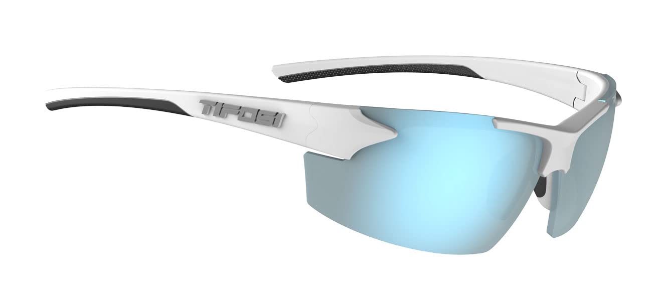 Tifosi Optics Track Sunglasses (White/Black, Smoke Bright Blue)