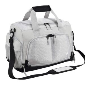 Ultimate Gym Bag 2.0: The Durable Crowdsource Designed Duffel Bag with 10 Optimal Compartments Including Water Resistant Pouch, Silver, Medium (20")