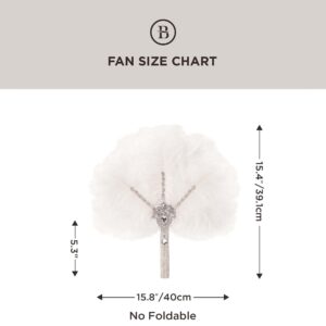 BABEYOND Vintage Bridal Feather Bouquet 1920s Ostrich Feather Fan Crystal Bridesmaid Bouquet 20s Gatsby Wedding Bouquet Flapper Accessories (White & Crystal Handle)