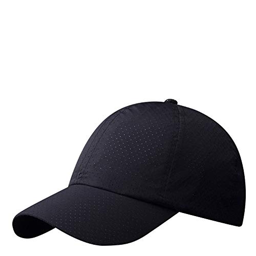 LLmoway Men Women Quick Dry Mesh Sun Hat for Running Golf Lightweight Breathable Baseball Cap Black