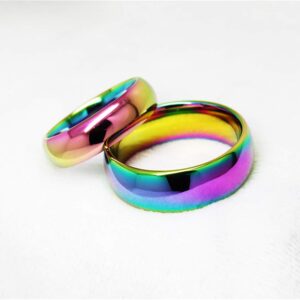 Fashion Month 5mm Tungsten Carbide Ring Rainbow Gay Lesbian Wedding Engagement Colorful LGBT Pride Band Size 7