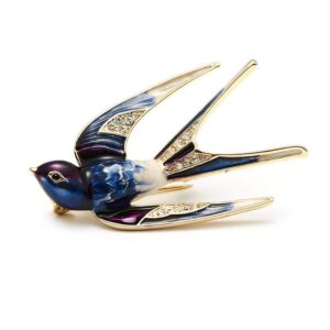 Comelyjewel Premium Lovely Crystal Swallow Animal Brooch Bird Lapel Pin Badge Women Jewelry