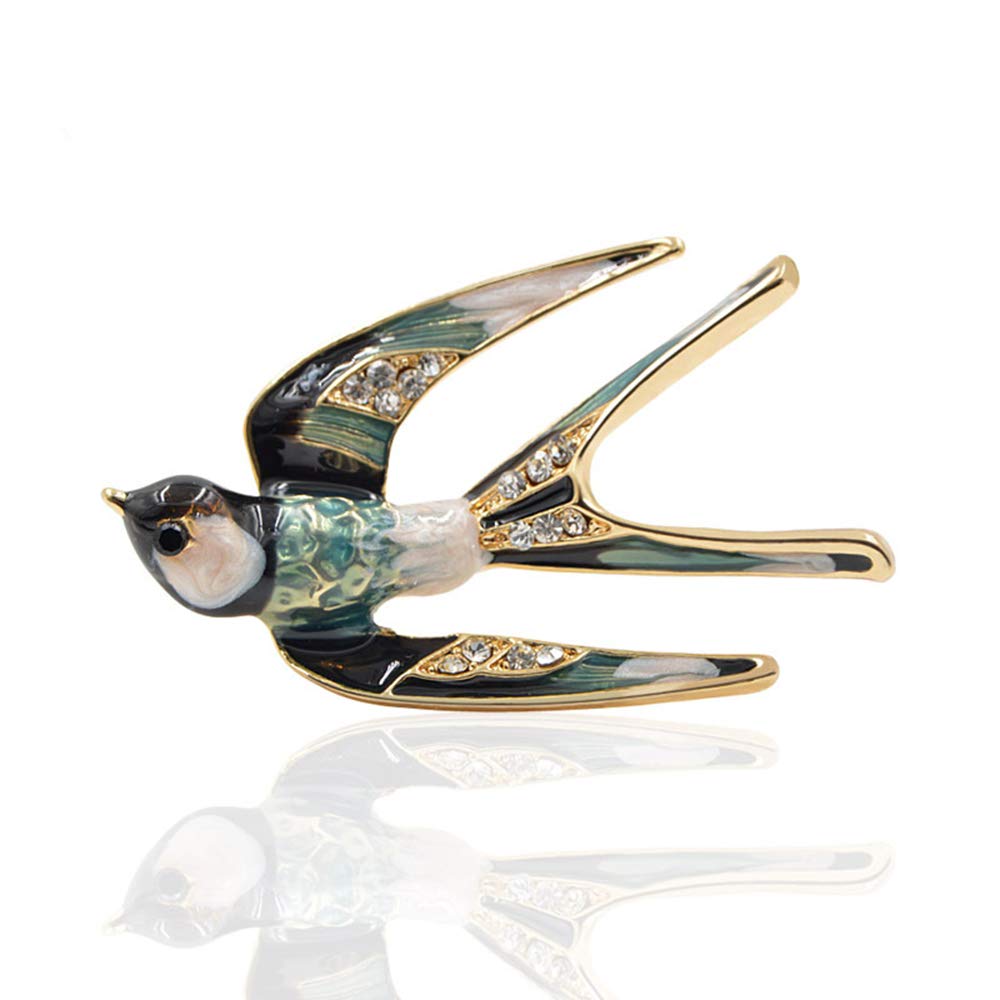 Comelyjewel Premium Lovely Crystal Swallow Animal Brooch Bird Lapel Pin Badge Women Jewelry