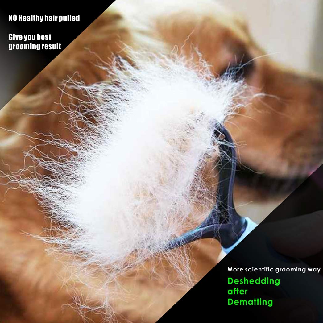 Dog Brush and Cat Brush Special for deshedding Pet with Thick, Medium, Long, Curly, and Wiry Hair -2 Sided Pet Grooming Tool, Mats & Tangles Dematting -No More Nasty Shedding and Flying Hair